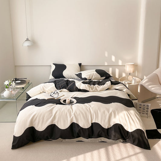 40S Pure Cotton Reversible Wave- 4 in 1 bedding sets