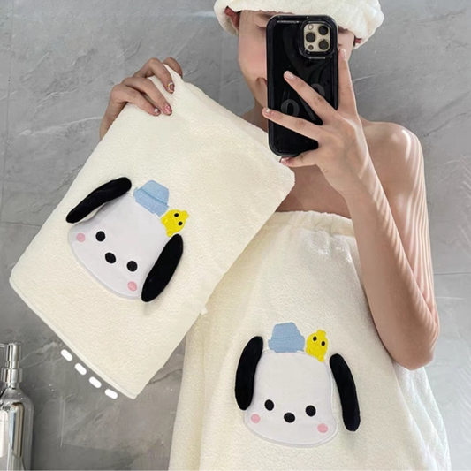 Wrappable Absorbent Cute Bath Skirt Pochacco White