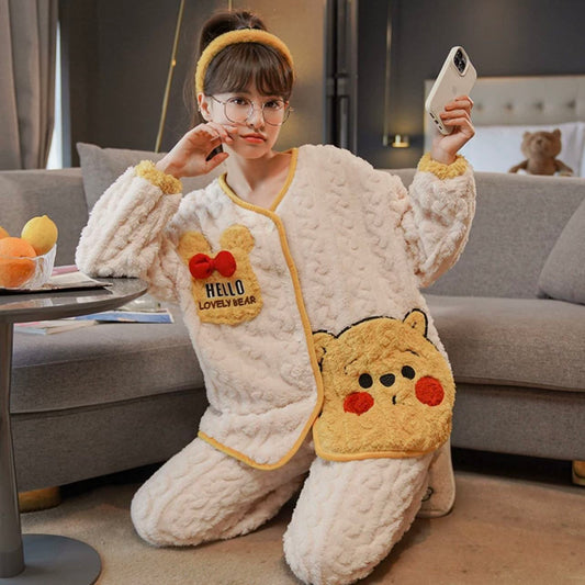 Coral Fleece Super Comfy Homewear Set Pooh