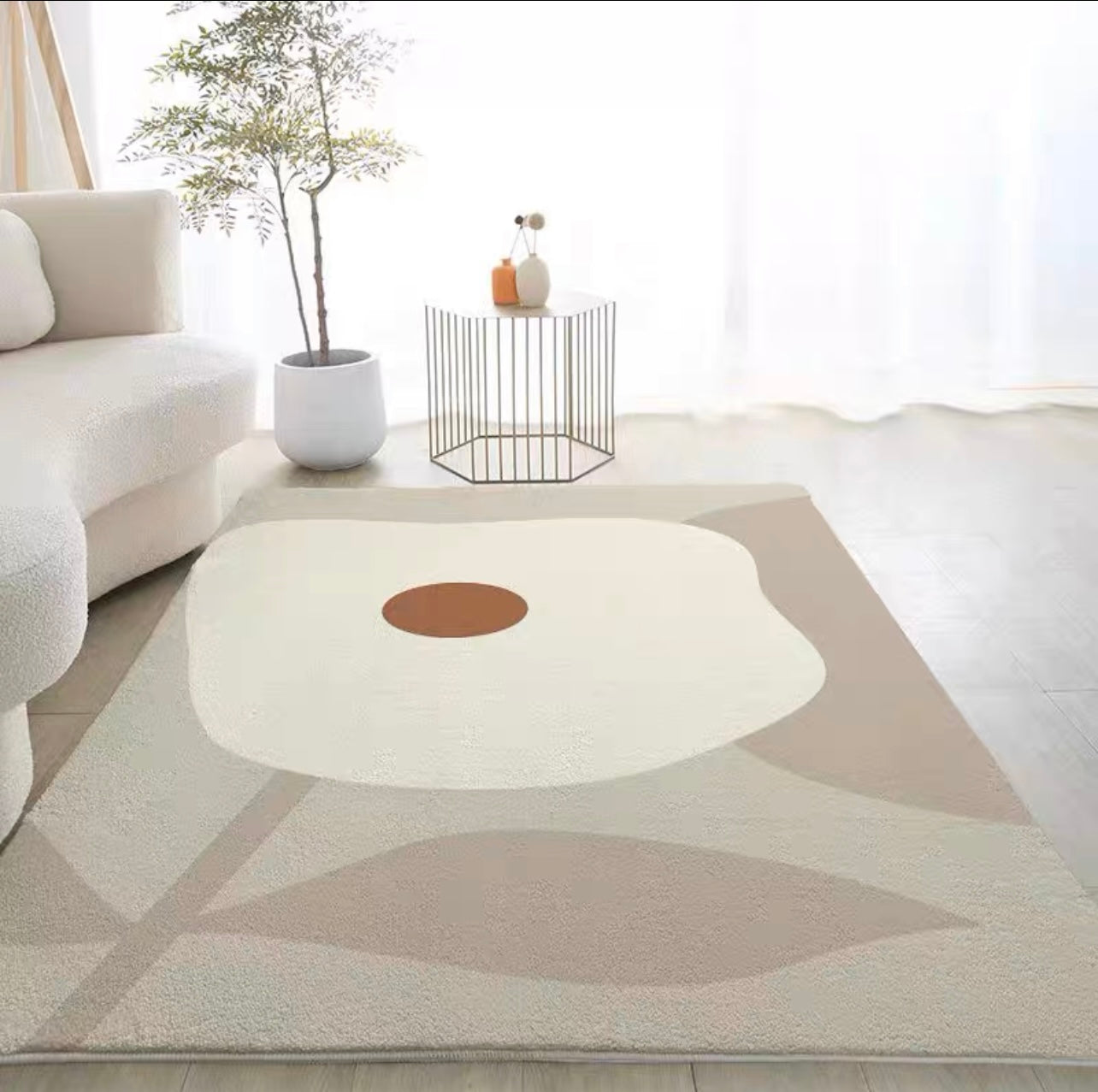 Faux Lambswool Modern Living Room Rug Guangxia