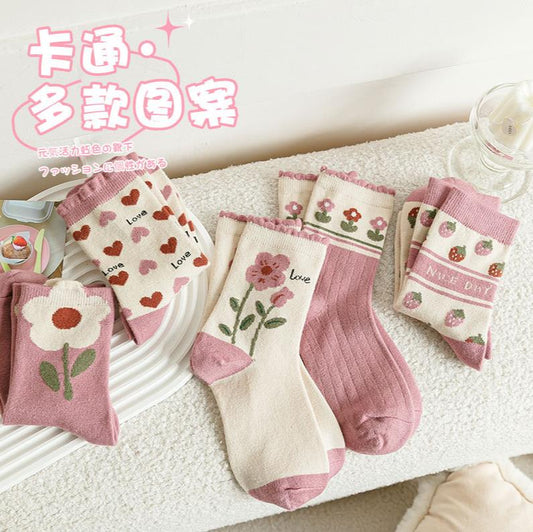 [Four Seasons]Girl Color Flower Socks