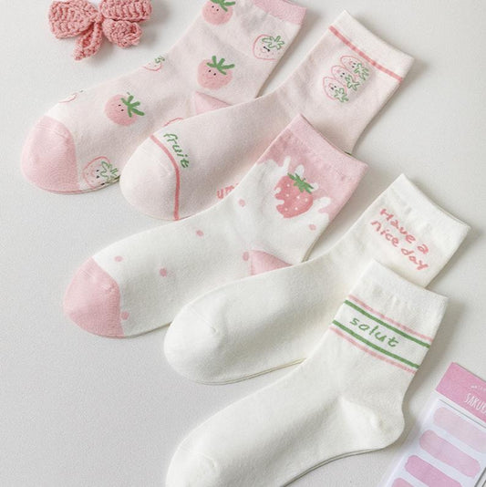 [Four Seasons] Strawberry Pink Socks