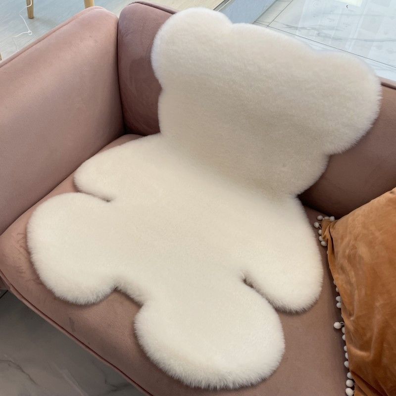 Faux Rabbit Fur Bedside Rug Cute Bear