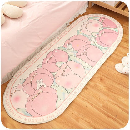 Faux Lambswool Bedside Rug Tulip Thicket Bunny