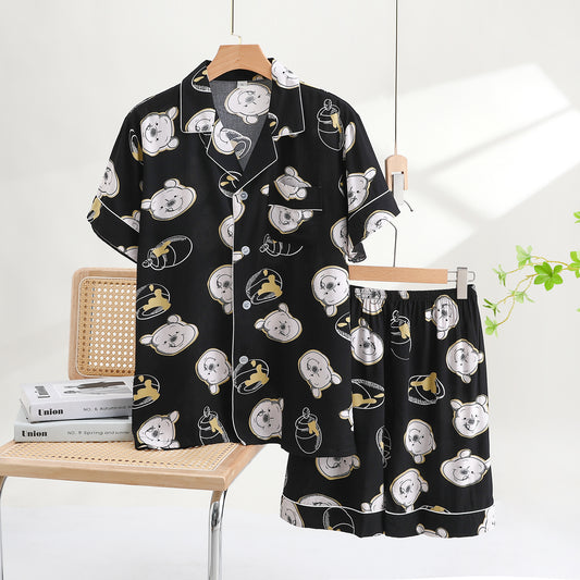 Thin Cotton Summer Short Sleeve Pajama Set - Winnie the Pooh - Male