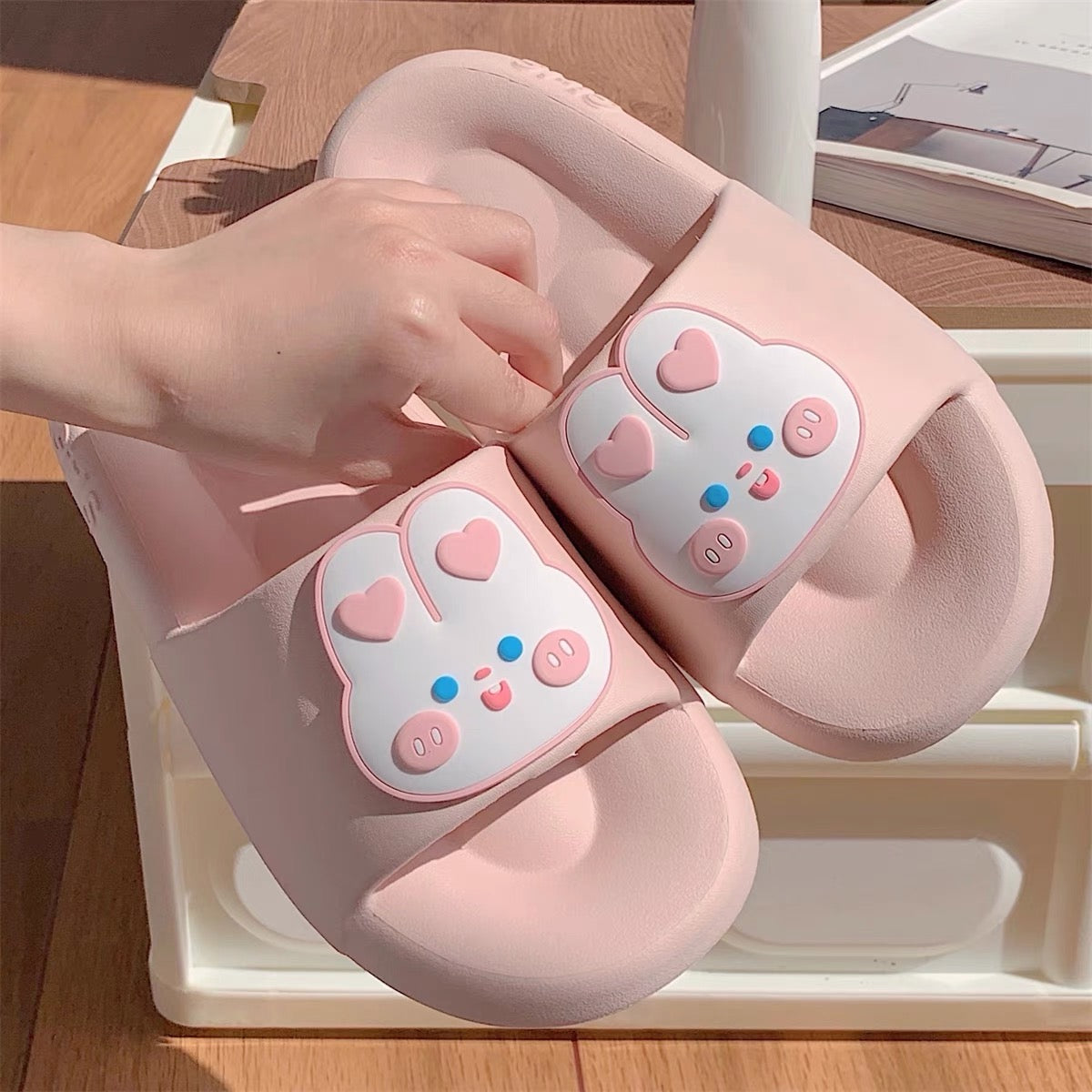 Waterproof Super Soft Bath Slippers Rabbit Pink