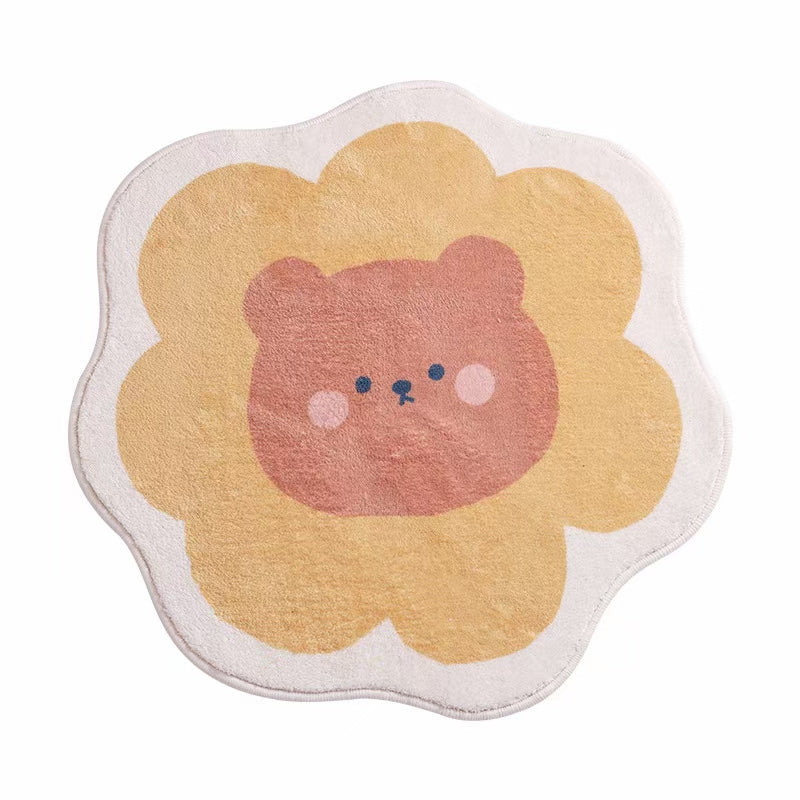 Faux Lambswool Irregular Cute Rug Flower Bear