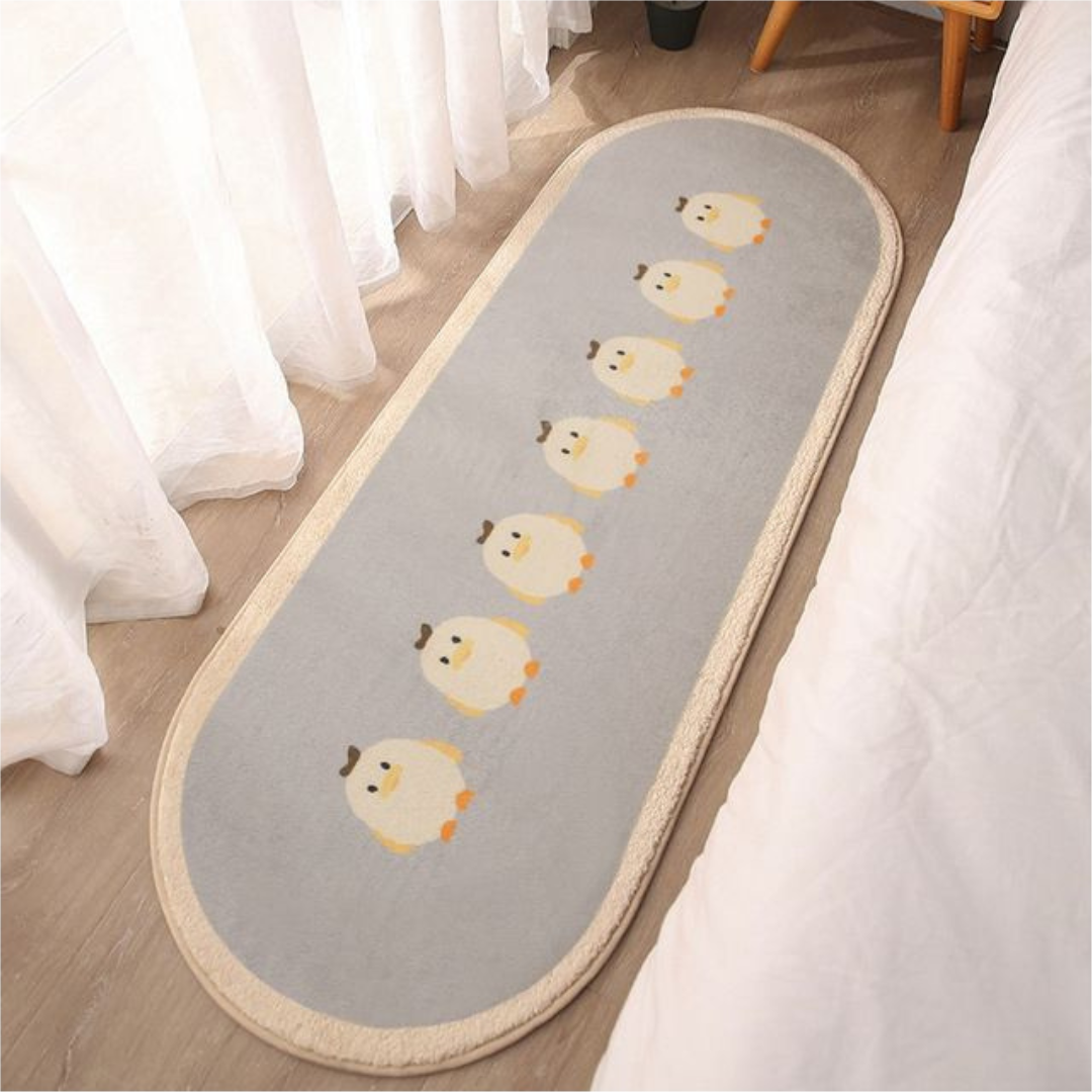 Faux Lambswool Bedside Rug Cute Duck