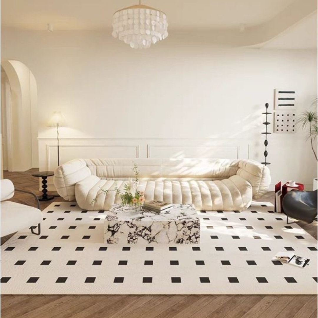 Loop Pile Modern Living Room Rug Perforated Grid