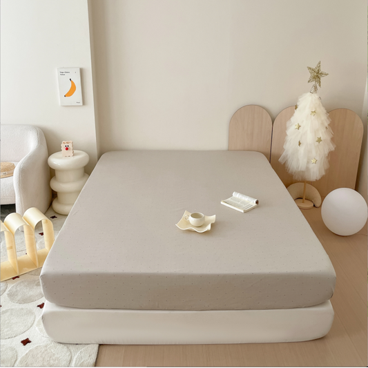 40s Pure Cotton Fitted Sheet Coffee Dots