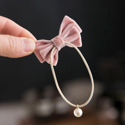Pearl Pink Bow Hair Tie