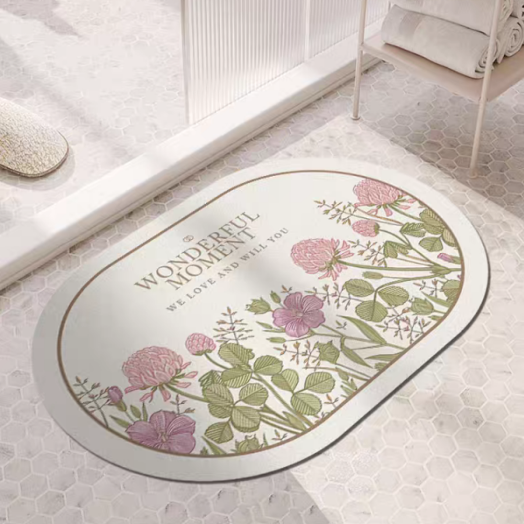 Absorbent And Quick-Drying Floor Mat For Bathroom - Flower