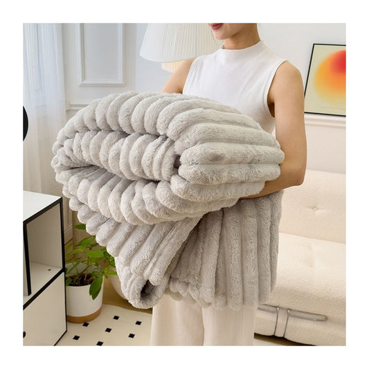 【Free Gift】Rabbit Fur Blanket - Grey