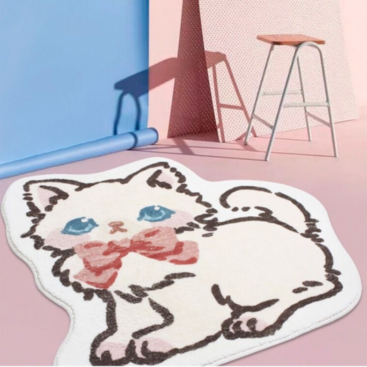 Faux Lambswool Irregular Cute Rug Cute Kitten