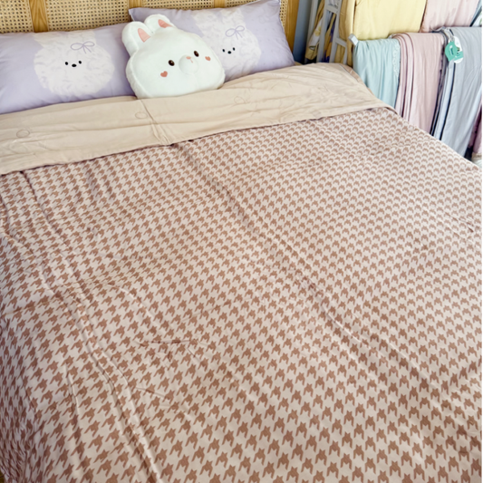 60s Lenzing Tencel Silk Summer Quilt Houndstooth Brown