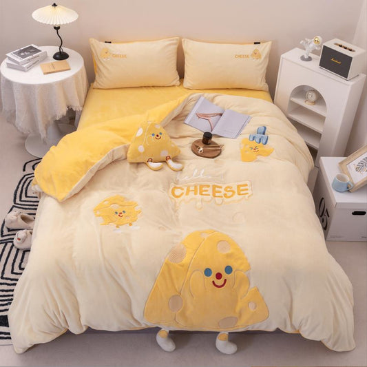 High GSM Milk Velvet Set in 4 Cheese Complimentary Matching Cushion
