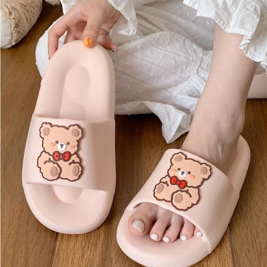 Waterproof Super Soft Bath Slippers Bow Bear Pink