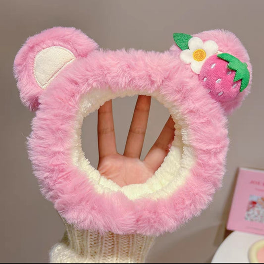 [Hair Hoop] Cute Little Strawberry Pink Face-Washing Hairband