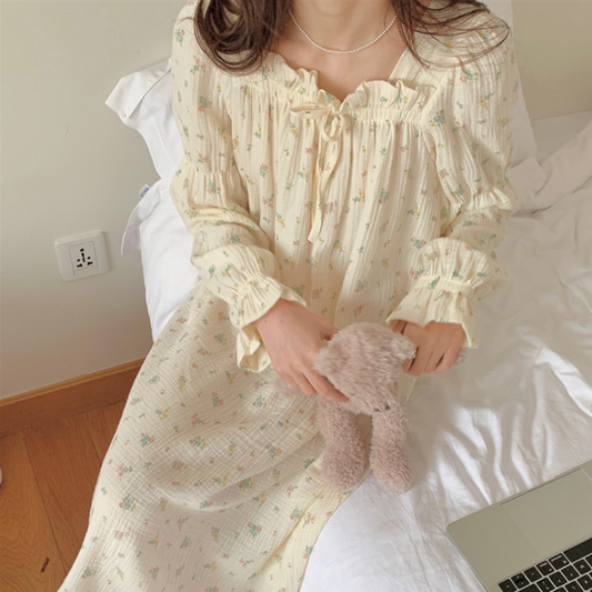 Baby Cotton Bubble Gauze Home Wear - Pastoral Style Floral Print