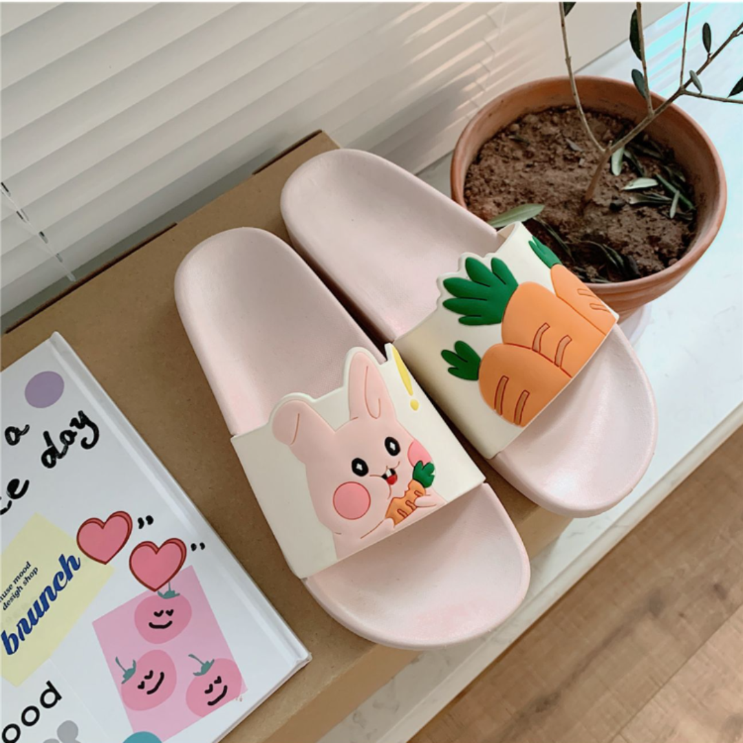 Waterproof Super Soft Slippers Carrot Rabbit White