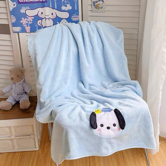 Embroidered Absorbent Soft Bath Towel Pochacco Blue
