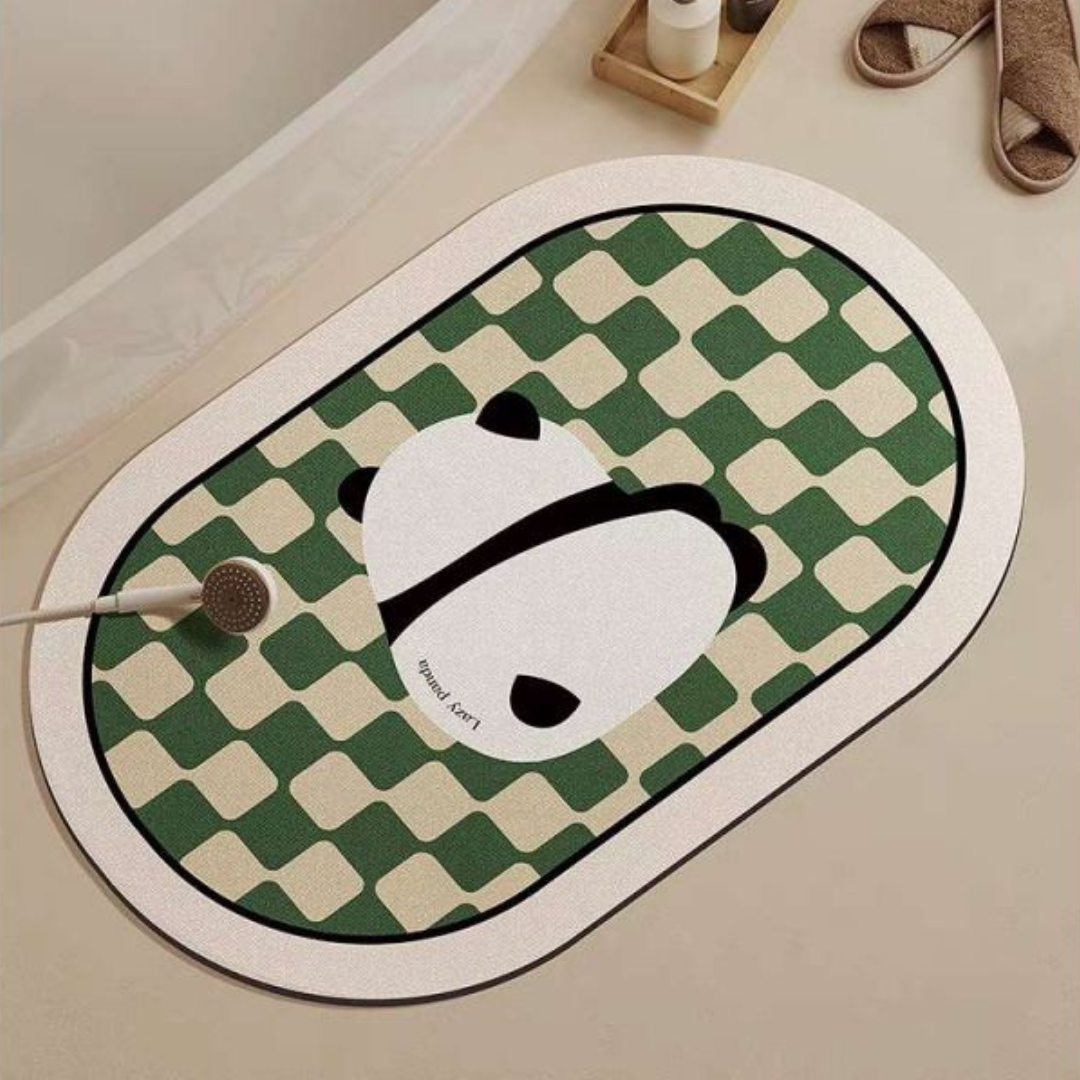 Bathroom Quick Drying Diatomaceous Earth Rug Green Panda