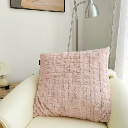 Faux Rabbit Fur Super Soft Cushion Pillow Pink