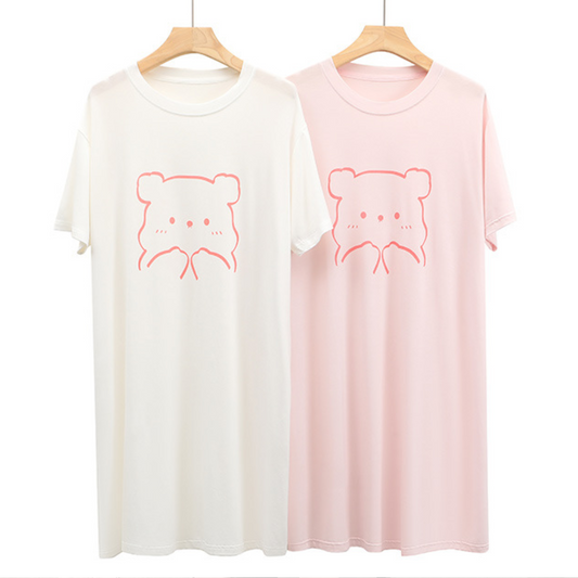 Modal Ultra-soft Fabric Simple Little Bear Sleep Dress