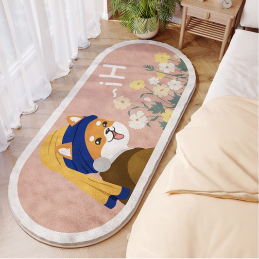 Faux Lambswool Bedside Rug Hi Corgi