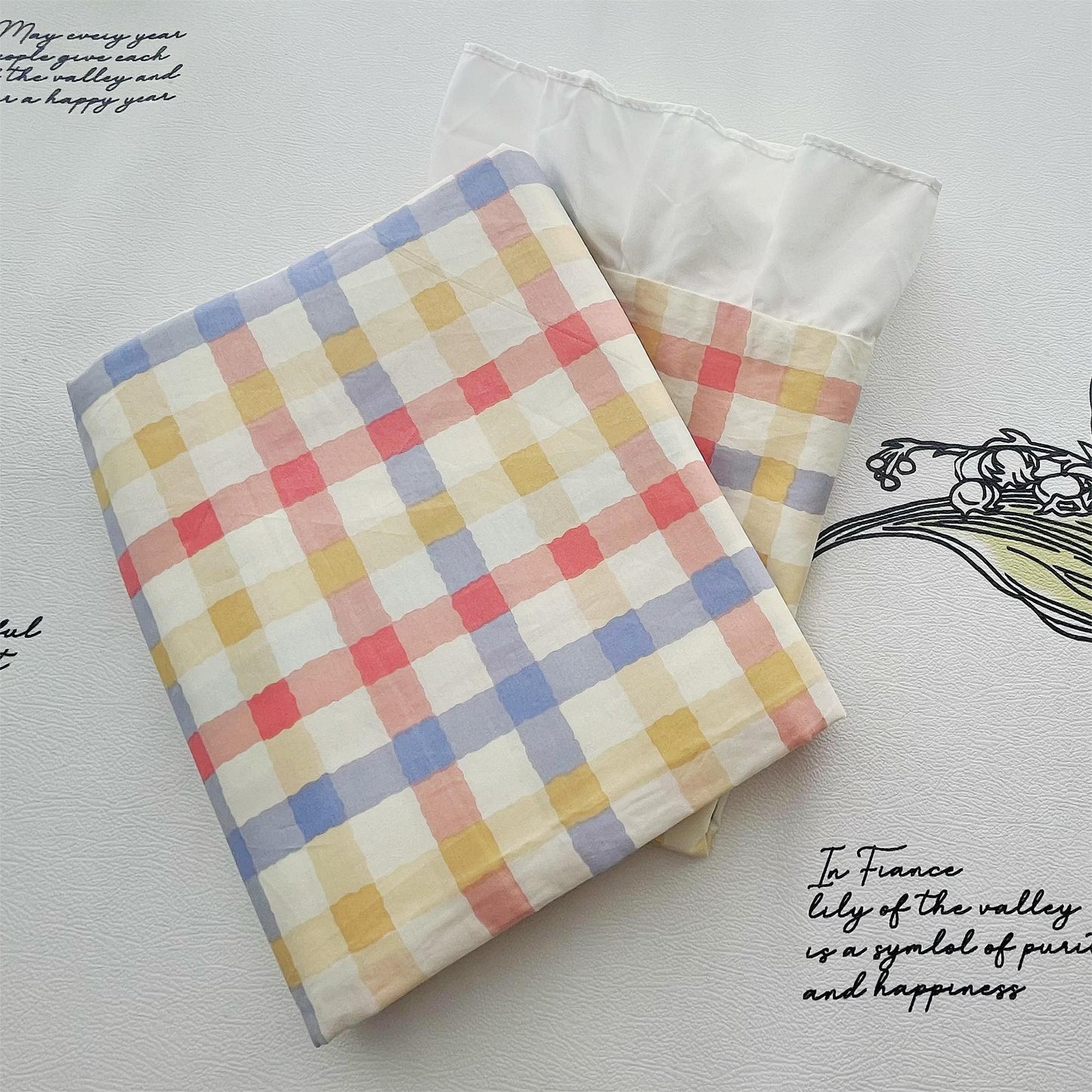 40s Pure Cotton Fitted Sheet Colorful Plaid