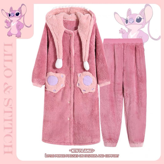 Winter Ultra Warmth Coral Fleece Gown Set Stitch Berry Pink