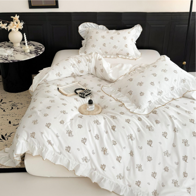 100s Long Staple Cotton Four Piece Bedding Set Lily Blossom