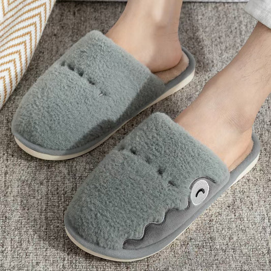 Winter Fluffy and Cute Warm Slippers Dinosaur Grey