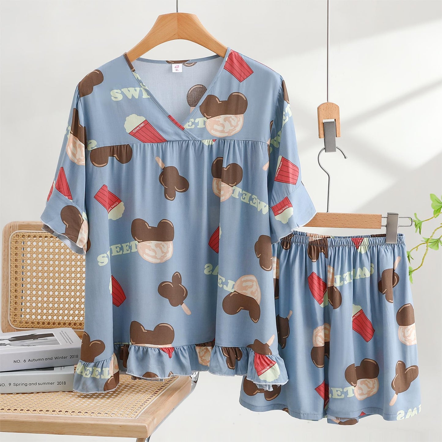 Thin Cotton Summer Short Sleeve Pajama Set Mickey