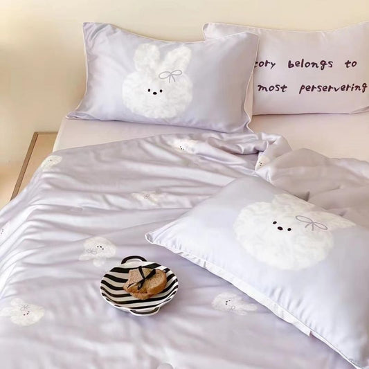 100s Long Staple Cotton Four Piece Bedding Set Cute Bunny