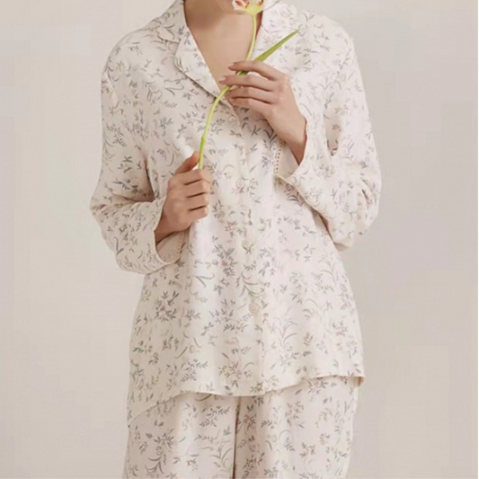 [Satin Cotton Silk] Rose Long-Sleeved Pajamas